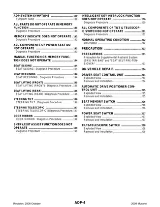 2009 Nissan Murano Z51 Automatic Drive Positioner manual Preview image 4