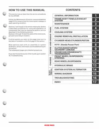 Honda CR125R Service Manual Preview image 3