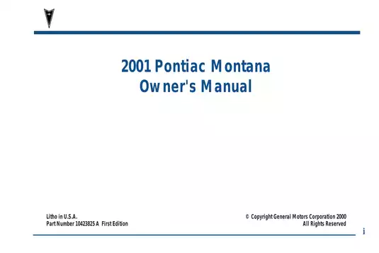 2001 Pontiac Montana owner´s manual Preview image 3