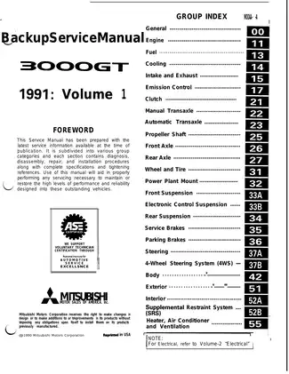 1991-1997 Mitsubishi 3000GT, L VR-4 service manual Preview image 3