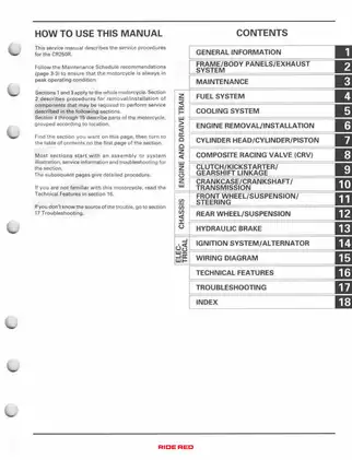 Honda Motorcycle Service Manual (1997-2006) Preview image 3