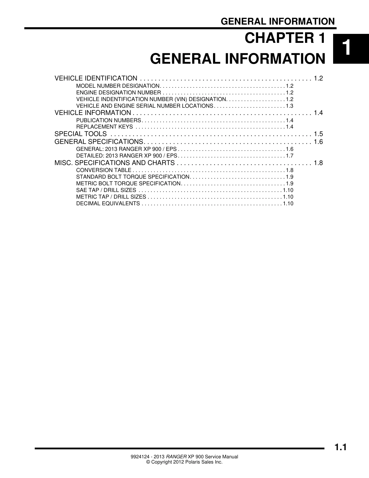 2013 Polaris Ranger XP 900 EPS UTV service manual