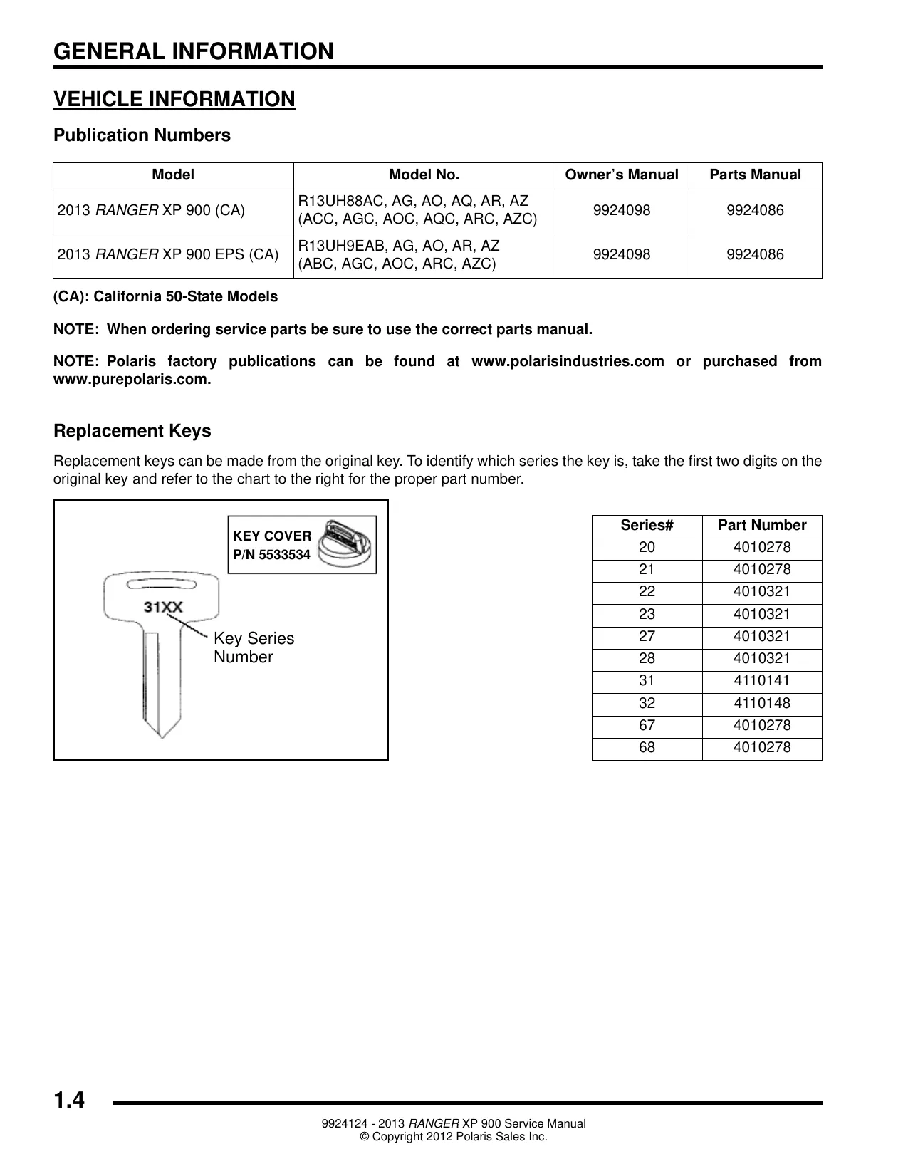 2013 Polaris Ranger XP 900 EPS UTV service manual Preview image 4