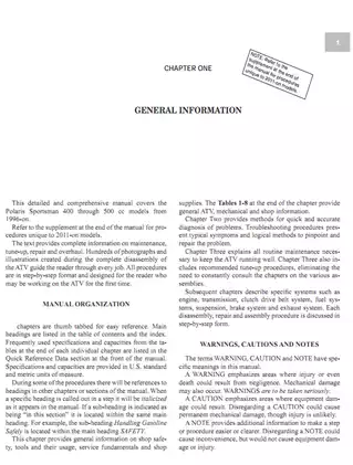 Polaris Sportsman 400/500 ATV Service Manual (1996-On) Preview image 4