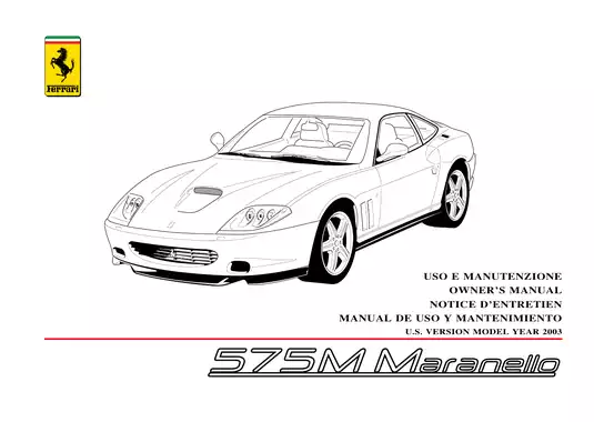 Ferrari 575M Maranello owners manual Preview image 2