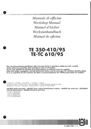 Husqvarna Workshop Manual for TE 350-410 & TE-TC 610 (1995 Edition) Preview image 2