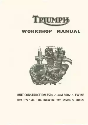 1960-1968 Triumph  T100, T90 series 5TA/3TA workshop manual Preview image 1