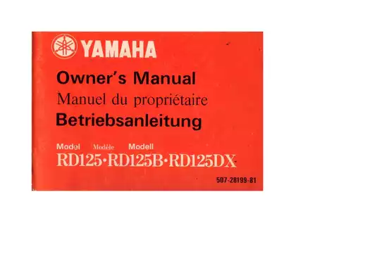 Yamaha RD125 Owner's Manual - Essential Guide for Operating and Maintaining Your Motorcycle Preview image 1