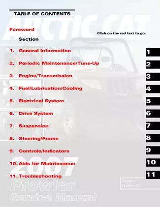 Arctic Cat Prowler 700 Service Guide and Maintenance Manual (2007) Preview image 1