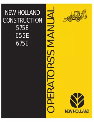 New Holland 575E, 655E, 675E backhoe loader operators owners manual Preview image 2