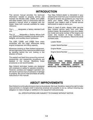 New Holland Skid Steer L565, LX565, and LX665 Service Manual Preview image 2