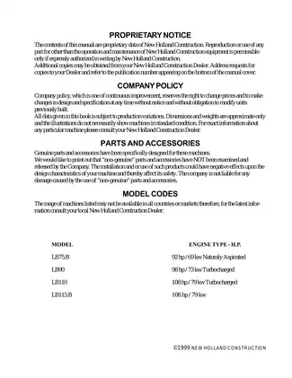 New Holland Construction LB75-B to LB115-B Service Manual & Repair Guide Preview image 2