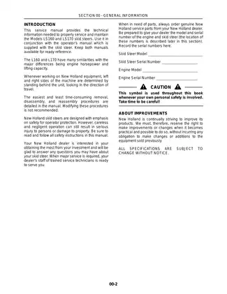 New Holland LS160 & LS170 Skid Steer Service Manual Preview image 3