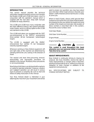 2000-2007 New Holland LS180, LS190 skid steer loader service manual Preview image 4