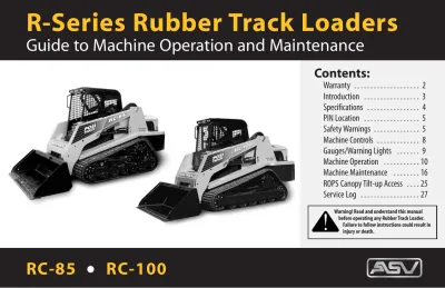 Preview: ASV RC-85, RC-100 & RG 300 Rubber Track Loader Service Manual (P/N 0201-669)