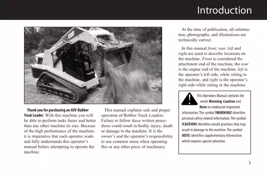 ASV RC-85 and RC-100 Rubber Track Loader Operation and Maintenance Manual Preview image 3