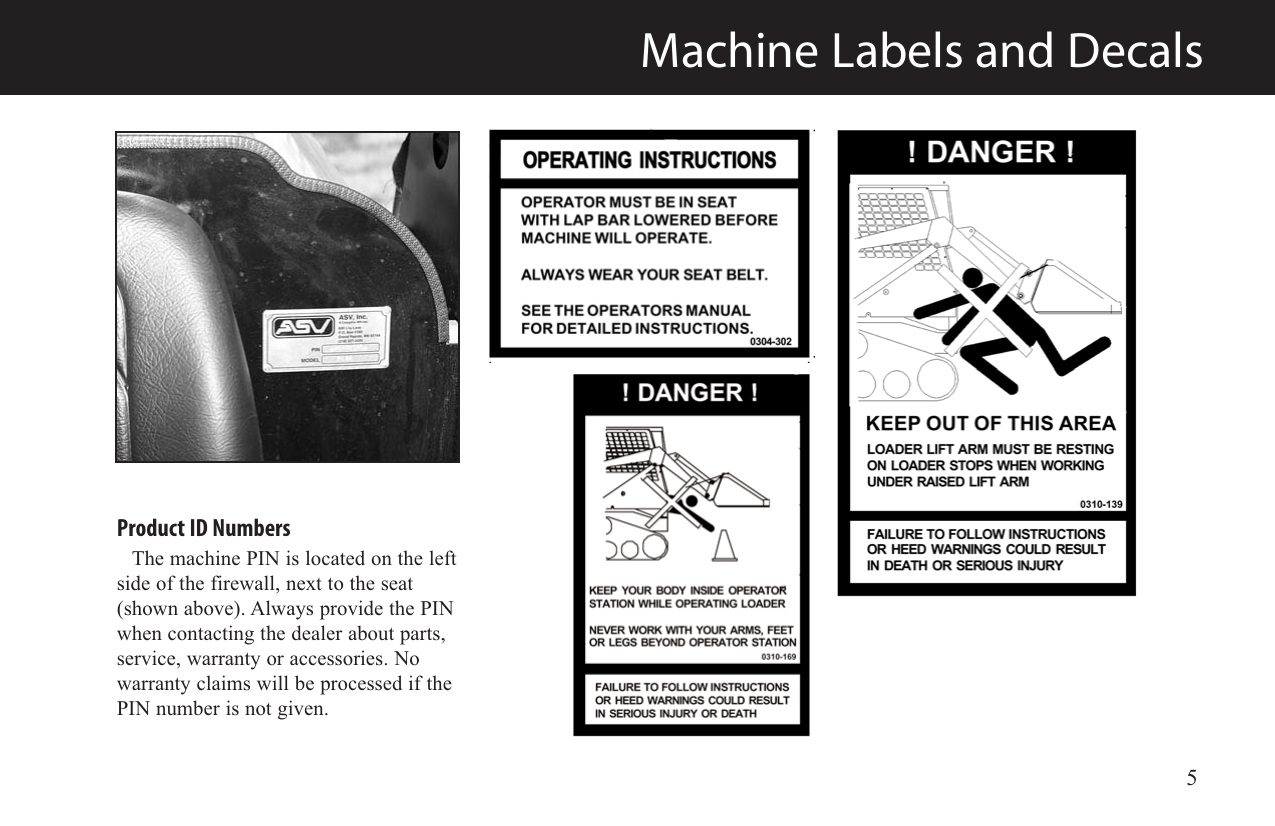 ASV RC100 Skid Steer Track Loader parts operators manual Preview image 5