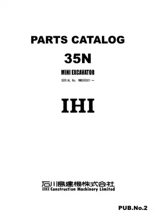 IHI 35N mini excavator parts catalog Preview image 1