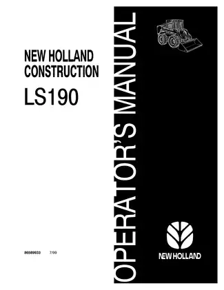 New Holland LS190 Skid Steer Loader Service Manual (1999 Edition)