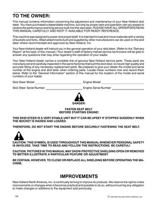 New Holland LS190 skid steer loader operator´s manual Preview image 2