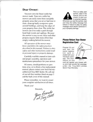 Troy-Bilt® Sickle Bar Mower Owner's Manual (Models 34032, 34033, 34034, 34035) Preview image 3