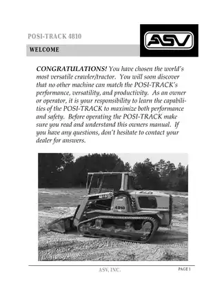 POSI-TRACK 4810 Operator and Service Manual – Ensure Peak Performance for Your ASV Crawler Preview image 3