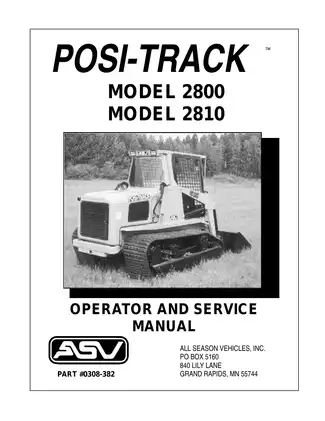 ASV 2800, 2810 Posi-Track Loader Operator and service Preview image 2
