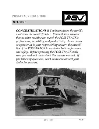 ASV 2800, 2810 Posi-Track Loader Operator and service Preview image 3