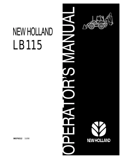 Preview: New Holland LB115 Backhoe Loader 1999–2007 OEM Service Manual (P/N 86576312)