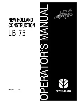 New Holland LB 75 backhoe loader operators manual Preview image 2