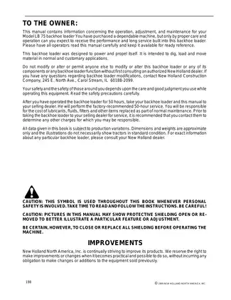 New Holland LB75 Backhoe Loader Manual - Comprehensive Operations and Maintenance Guide Preview image 3