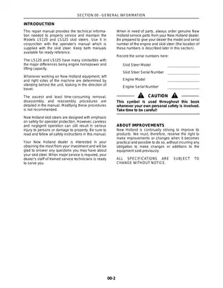 New Holland LS120 & LS125 Skid Steer Repair Manual - Comprehensive Guide Preview image 3