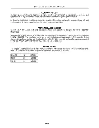 New Holland LS140, LS150 Skid Steer Loader manual Preview image 4