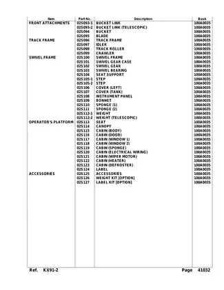 Kubota KX 91 mini excavator parts book Preview image 5