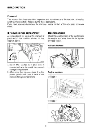 Takeuchi Compact Excavator TB014 and TB016 Service Manual Preview image 5