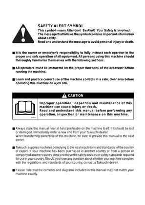 Takeuchi TB138FR, TB153FR, TB180FR Service Manual - Comprehensive Guide for Operators Preview image 3