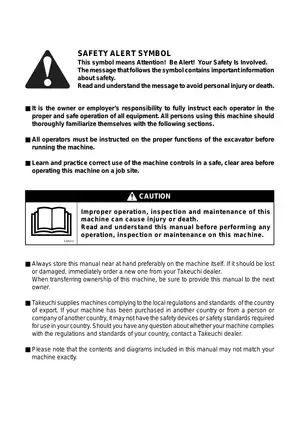 Takeuchi TB138FR, TB153FR, TB180FR hydraulic excavator operator's, manual Preview image 3