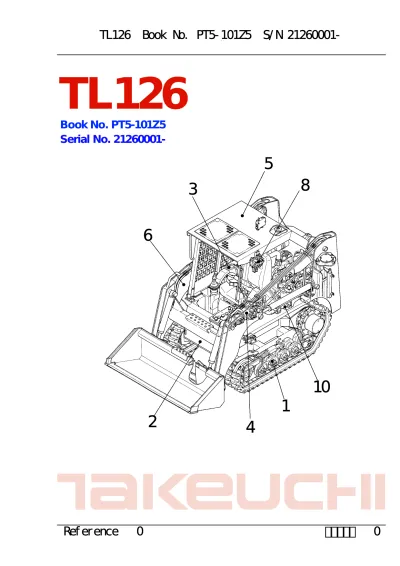 Preview: 2001-Later Takeuchi TL126 Excavator Parts Catalog (P/N PT5-101Z5)