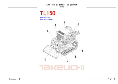 Preview: Takeuchi TL150 Track Loader Parts List Manual (P/N BT7Z011 )