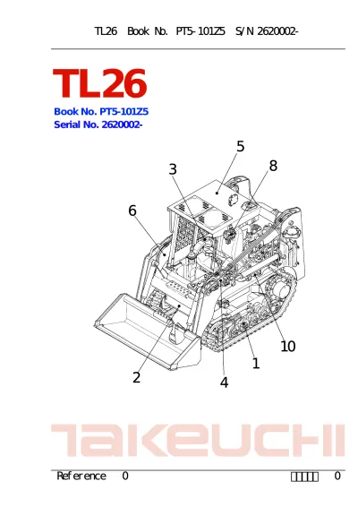 Preview: Takeuchi TL26 Track Loader Parts Catalog (P/N PT5-101Z5)