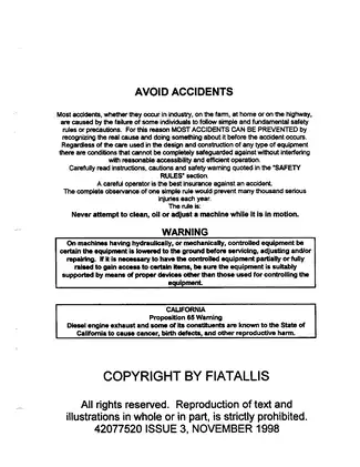 Fiatallis FT110 Tractor Loader Backhoe Operation & Maintenance Manual (1998) Preview image 3