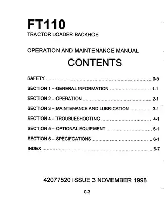 FiatAllis FT110 Tractor Loader Backhoe operation and maintenance instruction manual Preview image 4