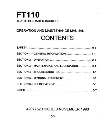 Fiatallis FT110 Tractor Loader Backhoe Operation & Maintenance Manual (1998) Preview image 4