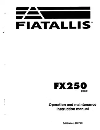 FIATALLIS FX250 Hydraulic Excavator Operation and Maintenance Manual Preview image 2