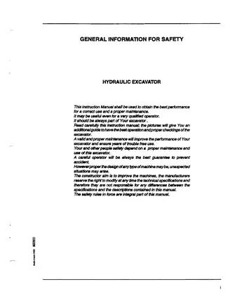 FIATALLIS FX250 Hydraulic Excavator Operation and Maintenance Manual Preview image 5