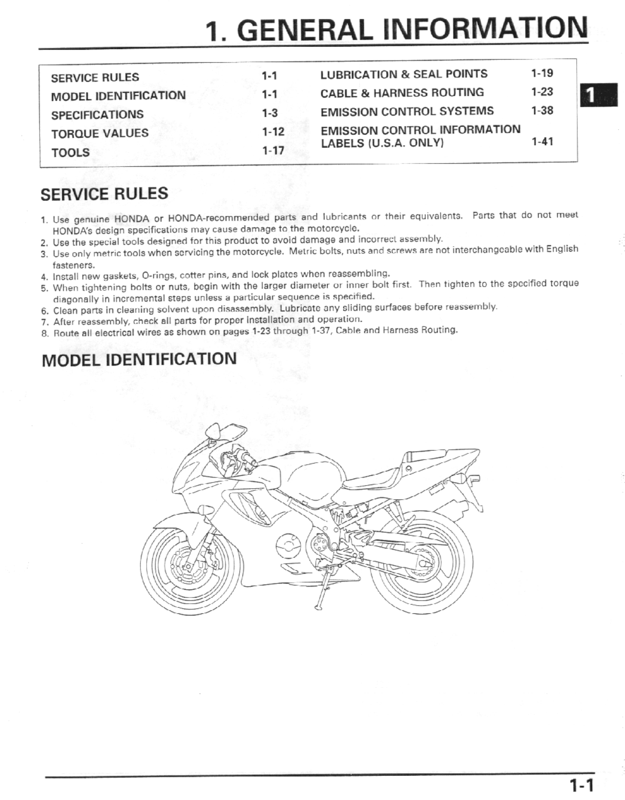 Honda CBR600F4i shop manual Preview image 3