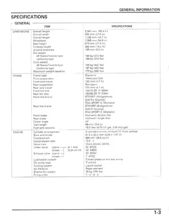 Honda CBR600F4i shop manual Preview image 5