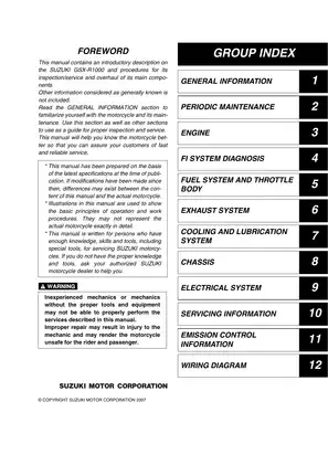 2007-2008 Suzuki GSX-R1000 manual Preview image 2