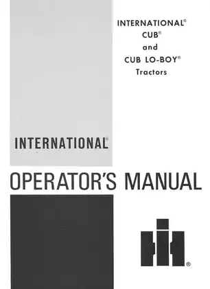 International Cub and Cub Lo-Boy (Farmall Cub) tractor operators manual Preview image 2