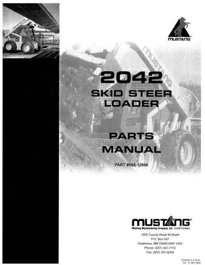 Preview: 1999 Mustang 2042 Skid Steer Loader Parts Catalog (P/N 008-12996)